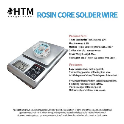 Rosin Core Solder Wire For Electronics,63/37 Tin Lead Low Temp Solder Metal Wire(1.0mm/50g) - size: 1.0mm/50g