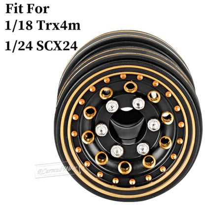 1.0" Beadlock Dually Wheel for 1/18 Trx4m,1/24 SCX24 RC Crawler Car,Brass 1.0 Beadlock Wheels Rims RC 1.0 Wheels Set,4pcs