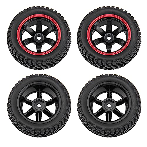 12mm Hex Hub 75mm/2.95'' Rubber Tires & Plastic Wheel Rims with Foam Compatible with HSP Tamiya HPI Kyosho 1/10 On-Road Touring Car,WLtoys 1/14 144001 RC Buggy (6-Spoke) - style: 6-Spoke
