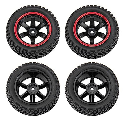 12mm Hex Hub 75mm/2.95'' Rubber Tires & Plastic Wheel Rims with Foam Compatible with HSP Tamiya HPI Kyosho 1/10 On-Road Touring Car,WLtoys 1/14 144001 RC Buggy (6-Spoke) - style: 6-Spoke