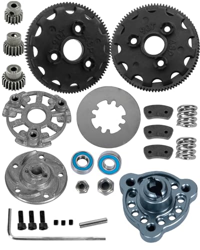 RC 48P 90T Spur Gear w/ 17T 19T 21T & Slipper Clutch Slipper Rebuild Kit Pressure Plate RC Upgrades Part for 1/10 Rustler/Stampede/Bandit 2WD VXL XL-5, Slash 2WD (VXL), Titanium - color: Titanium( 1 Set )
