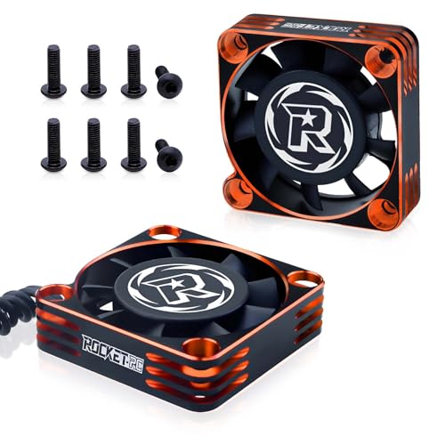 2Pack 40mm RC Motor Cooling Fan,16000RPM ESC Cooling Fan for 1/10 1/8 RC Truck Car Diameter 40 mm 5 Motor（Orange&Black） - style: 2Pack Black Orange