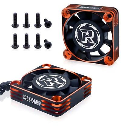 2Pack 40mm RC Motor Cooling Fan,16000RPM ESC Cooling Fan for 1/10 1/8 RC Truck Car Diameter 40 mm 5 Motor（Orange&Black） - style: 2Pack Black Orange