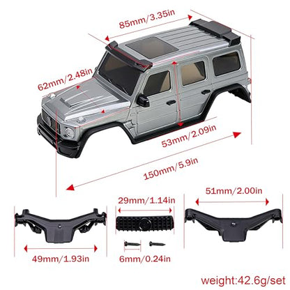 for AXIAL SCX30 Plastic Painted Unpainted Body Shell Kit Cover with Light Bucket Mount Spare Tire Mount for 1/30 RC Crawler Replace DIY Upgrade (Black) - color: Black