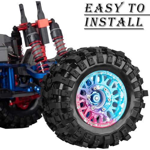 12mm/14mm/17mm RC Truck Wheel Tires for 1/10 Rustler Stampede Hoss,Granite Vorteks Big Rock,Axial Losi Redcat Rc4wd,Hard Plastic RC Truck Tires,RC Monster Truck Car Wheels,4PCS Colour - color: White&color