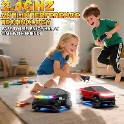 1/28 Gesture Sensing RC Stunt Car for 6-12+ Boys Girls, Seven Light Modes Cool RC Cars & 1/18 Remote Control School Bus Toy for Kids, 2.4GHz All Terrain RC Car with LED Lights & Sound