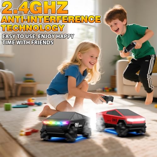 1/28 Gesture Sensing RC Stunt Car for 6-12+ Boys Girls, Seven Light Modes Cool RC Cars & 1/18 Remote Control Fire Truck Toy for Kids, 2.4GHz All Terrain RC Car with LED Lights & Sound