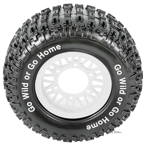 RC Wheels Tires Truck Tires 12mm/14mm/17mm Hex for 1/10 Slash 4×4 4WD 2WD/Axia1/Arrm a Senton/Redca t/Rc4w d,w/RC Wheels Hex Detachable Replace Running on Off-Road Tires,White - color: White- (Wheel Tires)