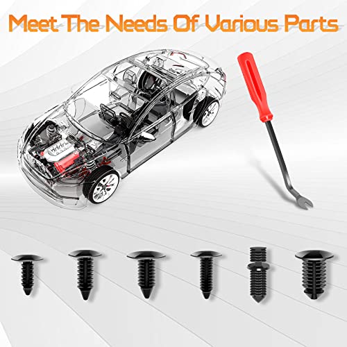 OTUAYAUTO 147PCS Universal Nylon Bumper Shield Retainer | 6 Most Common Sizes Car Body Shield Retainer Fastener Clips and Double End Xmas Tree Retainers Clips with Fasteners Remover - size: Universal (147 pieces)