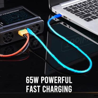 ToolkitRC M8D 1600W 50A DC Balance Touch Screen Charger 65W Fast Charge Dual Channels for 1-8S Lipo Battery for FPV Drone Car RC Model Parts (M8D)