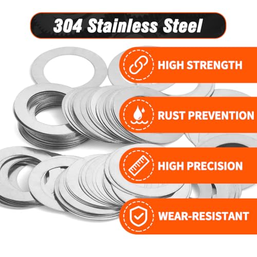 Shim Washer 6x10 8x12 10x16 Precision Spacers Kit 0.1/0.2/0.3/0.5mm 304 SS | 12 Size 208pcs 0.1/0.2/0.3/0.5mm Thick 304 Stainless Steel Flat Shim for Bearings Gearboxes CNC & RC Tuning, DIN 988 - size: 6x10 8x12 10x16 208pcs