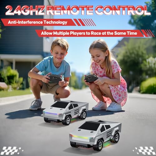 1:24 RC Car Toys, All Terrain High Speed 2WD RC Truck with Light and Loadspace, 2.4GHz Off-Road Vehicles Remote Control Car, Electric Vehicle Toys Gift for Boys Girls Age 3+ - color: Silver