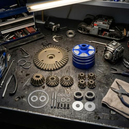 Menolana Differential Gear Assembly RC Car Circular Metal Drivetrain Machined Precision Shaft Replacement Alloy Housing Suitable for Mechanical Model Car Testing Auto Repair Projects, Black - color: Black