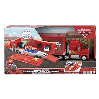 Mattel Disney and Pixar Cars Transforming Mack Playset | 2-in-1 Toy Truck & Tune-Up Station with Launcher, Lift & More, Movie-Inspired Graphics
