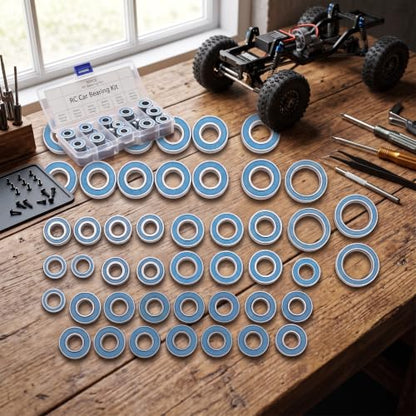 55PCS RC Car Bearings, Steel Sealed RC Ball Bearings Kit 1/10 Remote Control Replace Parts for Remote Control Crawler Cars