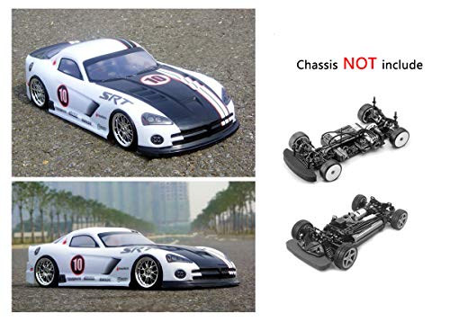 1/10 Scale RC Painted Precut Drift Racing Touring Onroad Car Body Shell Width 190mm with Wing Mirror Accessories (Viper White) - style: Viper White