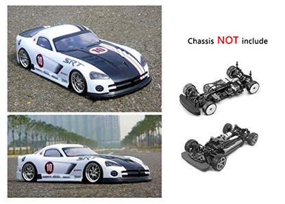 1/10 Scale RC Painted Precut Drift Racing Touring Onroad Car Body Shell Width 190mm with Wing Mirror Accessories (Viper White) - style: Viper White