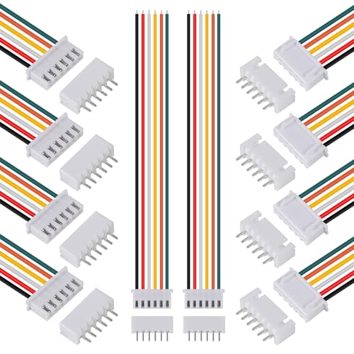 10Pairs JST-XH Connector Kit, XH 2.54mm 6 Pin Header Male and Female Connectors Plug Adapter with Flat Wire Cable 200mm 26AWG Compatible with JST XH (6P) - color: 6P