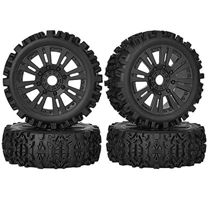 OGRC 1/8 RC Wheels and Tires 17mm Hex RC Monster Truck Buggy PreGlued RC Tires and Rims with Foam Inserts for Traxxas,Redcat, Losi, HPI, HPS 1/8 RC Car Etc Set of 4