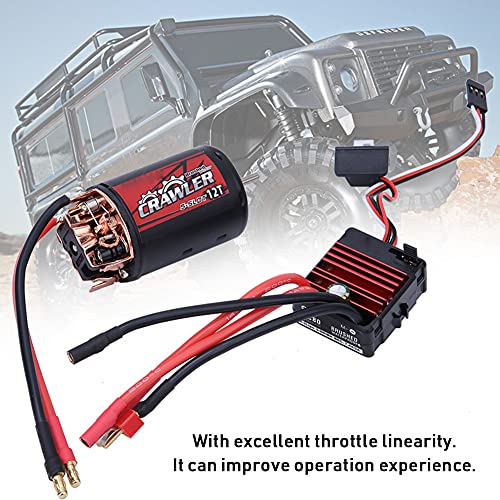 Topyond Brushed Motor, 5 Slot 550 12T and 80A for 1/10 RC Crawler Brushed M | 5 Slot 550 Brushed Motor 12T and 80A Esc Combo Set RC Car Accessories for 1/10 RC Crawler Brushed Motor Car