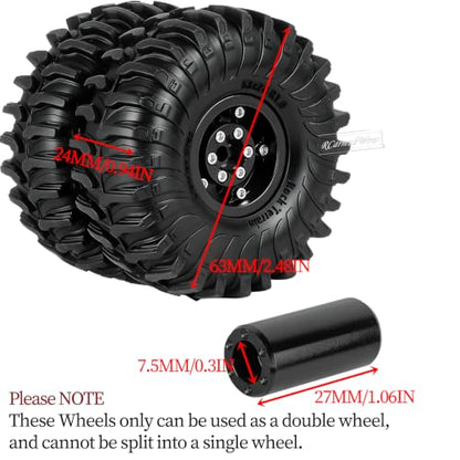 1.0 Beadlock Dually Wheels and Tires for 1/24 1/18 RC Crawler Car SCX24 TRX4M,Soft Mud Tires 1.0 Beadlock Tires Set Brass 1.0 Beadlock Wheels Double Wheels,4pcs,Style3 - style: Style3(4pcs)