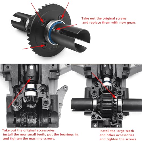 Steel Front Rear Diff Gear 13T/37T for Tra-xxas Slash Telluride | Summit E-Revo Brushless 1/10 RC Crawler Transmission Differential Gears