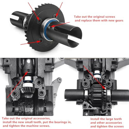 Steel Front Rear Diff Gear 13T/37T for Tra-xxas Slash Telluride | Summit E-Revo Brushless 1/10 RC Crawler Transmission Differential Gears