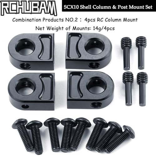 RCHUBAM 4PCS Body Post Mounts with Clips for 1/10 Axial SCX10 PRO AXI03028 | Aluminum Alloy Body Post Mount & Body Posts,RC Crawler Upgrade Parts