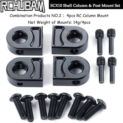 RCHUBAM 4PCS Body Post Mounts with Clips for 1/10 Axial SCX10 PRO AXI03028 | Aluminum Alloy Body Post Mount & Body Posts,RC Crawler Upgrade Parts