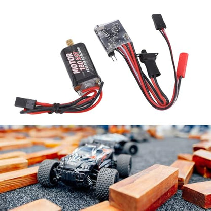 Alomejor Brushless Motor and Esc 30A Brushed ESC, Electric Speed Controller with Brake Red JST Power Connector for 1/16 1/18 /24 RC Cars Boats (53T)
