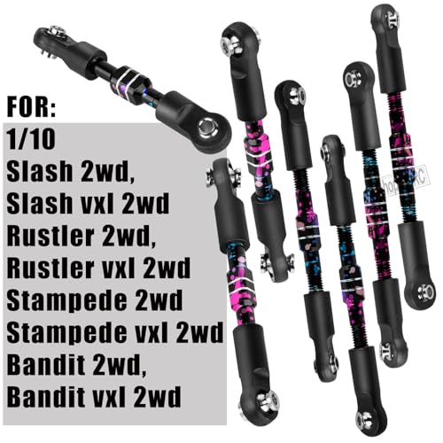 RC Aluminum Front&Rear Link Set Upgrades Part for 1/10 Slash 2WD VXL.Adjustable Turnbuckles Camber Links Toe Link Hops Up,Colour - color: Colour(for 1/10)
