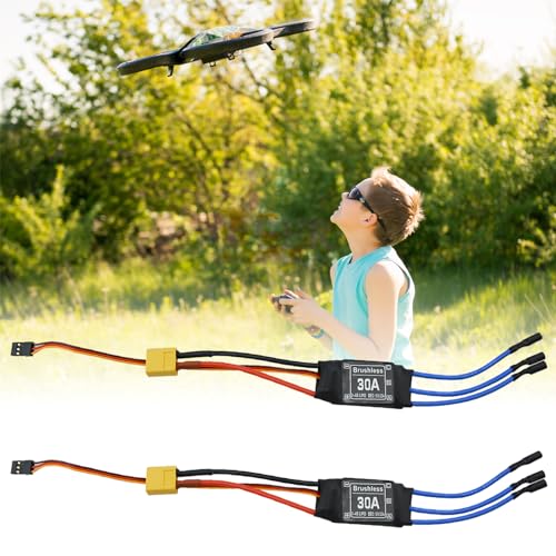 30A Electric Brushless Motor Controller, 2 Pcs ESC Speed Controller with XT60 and 3.5mm Bullet Plugs for RC Drone RC Airplane Helicopter (30A) - color: 30A