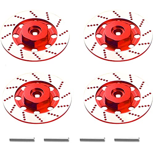 4Pack Vgoohobby Metal 12mm RC Car Hex Hub 12mm Brake Disc Wheel Hubs Adapter Spacer Compatible with Traxxas Tamiya Redcat HSP HPI 1/10 On-Road Car (Red) - color: Red