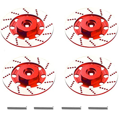 4Pack Vgoohobby Metal 12mm RC Car Hex Hub 12mm Brake Disc Wheel Hubs Adapter Spacer Compatible with Traxxas Tamiya Redcat HSP HPI 1/10 On-Road Car (Red) - color: Red