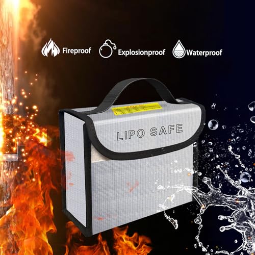 2PCS 185 * 75 * 150mm Lipo Battery Safe Bag Fireproof Charging Bag for RC Lipo Battery Pack Storage Charging Transport, Home Office Travel Lipo Safe Storage Pouch - size: 185x75x150mm (2 pcs)