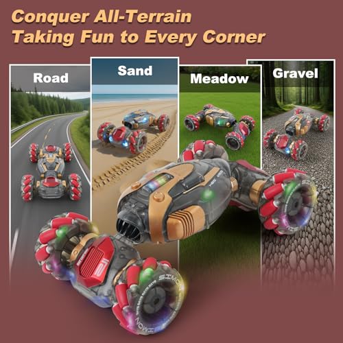 Gesture Sensing Remote Control Stunt Car for Kids Ages 6 7 8-12 - Best Birthday Gifts for 6 7 8 9 10 11 12 13+ Year Old Boys, 2.4Ghz 4WD Off-Road Vehicle with Lights & Music