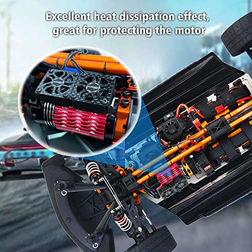 RC Cooling Fans 16000RPM,40mm Dual Car Motor Cooling Fans with Metal Heatsink for 1/5 1/6 Scale RC Car Truck Diameter 55-58mm Motor (Red) - style: Red