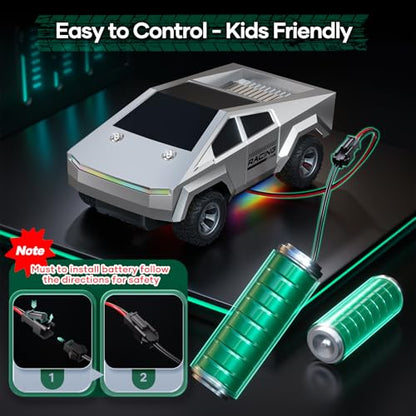 HOMETALL Remote Control Car RC Trucks - 2WD RC Truck Toy RC Cars for All Terrain, 1/24 Scale Pick-up Hobby Monster Truck Toys 2.4GHz Off-Road Vehicles Kids Gifts for Boys/Girls Age 3+, Silver - color: Silver