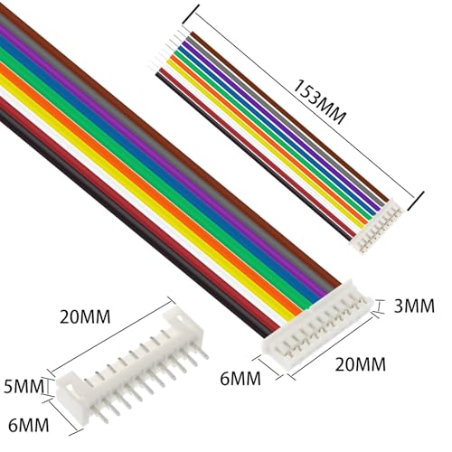 40Pcs jst ph 2.0 Connectors kit 10 pin Connector Include 20pcs Mini Connector Plug Female with 150mm Cable Wire & 20 pcs Male Micro - size: Jst-2.0-Ph-10Pin-20pcs