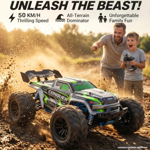 RC Cars 1:16 Remote Control Car 50 KMH High Speed Fast 4WD RC Truck for Kids Adult Boy Toys 2.4 GHz All Terrains RC Buggy Off-Road Drift RC Monster Trucks with 2 Rechargeable Batteries (Red) - color: 140-red-2