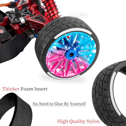 RC Wheels and Tires Highway Tires for 1/8 Typhon 6S BLX,1/7 Infraction 6S BLX,Limitless,RC Wheels RC Tires Soft Tires Buggy Tires Off Road Racing Truck Tires,4pcs,Colorful