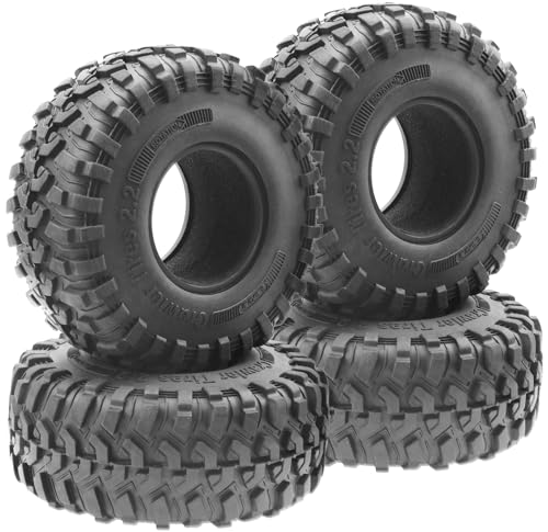 4Pack Vgoohobby 2.2" Rubber Tires,RC 2.2inch Mud Crawler Tires OD 130mm w/Foam Compatible with Axial SCX10 90047 D90 D110 Tamiya CC01 Traxxas TRX4 Gen8 1/10 RC Crawler Beadlock