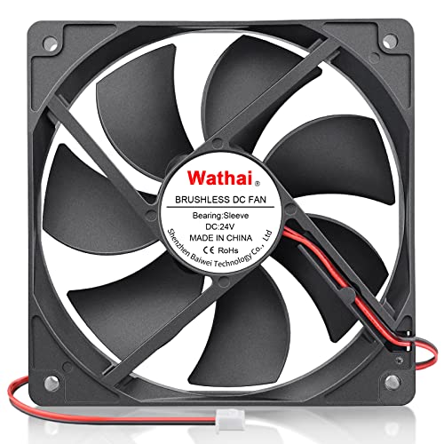 Wathai 120x120x25mm 120mm 24v Case Fan PC Cooling DC Brushless Motor Fan | 24vdc DC fan serves as a silent ventilation booster for cabinet enclosures, amplifiers, and industrial machines - style: 24V 2Pin 2000RPM