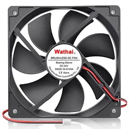 Wathai 120x120x25mm 120mm 24v Case Fan PC Cooling DC Brushless Motor Fan | 24vdc DC fan serves as a silent ventilation booster for cabinet enclosures, amplifiers, and industrial machines - style: 24V 2Pin 2000RPM
