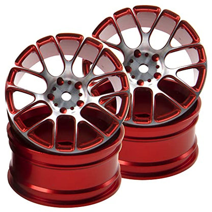 4Pcs Vgoohobby Aluminum Wheel Rims 12mm Hex Hub Width 26mm Compatible with 1/10 Tamiya TT-01 Kyosho RedCat Sakura HSP HPI 1/10 On-Road Racing Touring RC Drift Car (Red) - color: Red