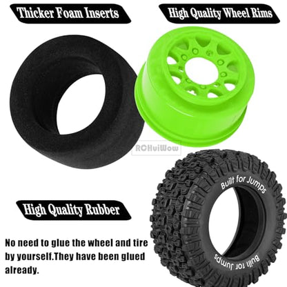 12mm/14mm/17mm Hex RC Tires for 1/10 RC Scale Truck Slash 2WD 4×4 Senton Axia1 L0S1 Red cat Rc 4wd,1/10 Short Course Truck Tires w/Foam Inserts,4PCS,Green - color: Green(4pcs)