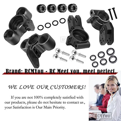 Front Knuckles Steering Blocks & Rear Hub Stub Axle Carriers Upgrades Part for 1/8 Kraton/Notorious/Outcast 6S BLX 4WD,Alloy Steering Hop Ups,Replaces #AR330505#AR330404,Black - color: Black