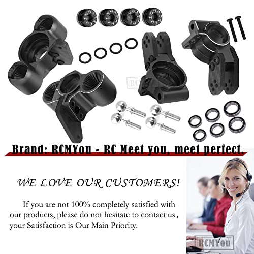 Front Knuckles Steering Blocks & Rear Hub Stub Axle Carriers Upgrades Part for 1/8 Kraton/Notorious/Outcast 6S BLX 4WD,Alloy Steering Hop Ups,Replaces #AR330505#AR330404,Black - color: Black