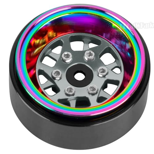 RC 1.3 Beadlock Wheel Rims for 1/18 TRX4M 1/24 SCX24 RC Crawler Car,Aluminum Alloy Beadlock Wheel Rim Hub,4Pcs RC Off Road Buggy Rally Truck Car Wheels Rims,Titanium - color: Titanium - (1.3 Beadlock Rims)