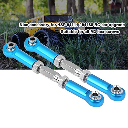 RC Steering Linkage Rod, 2 Piece Metal Arm Steering Rod Link, Servo Link Pull Rod for RC Car, Compatible with HSP94111 94188 RC Car Truck(Blue)